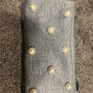 Stella & Dot Gray Clutch with Pearl Accents